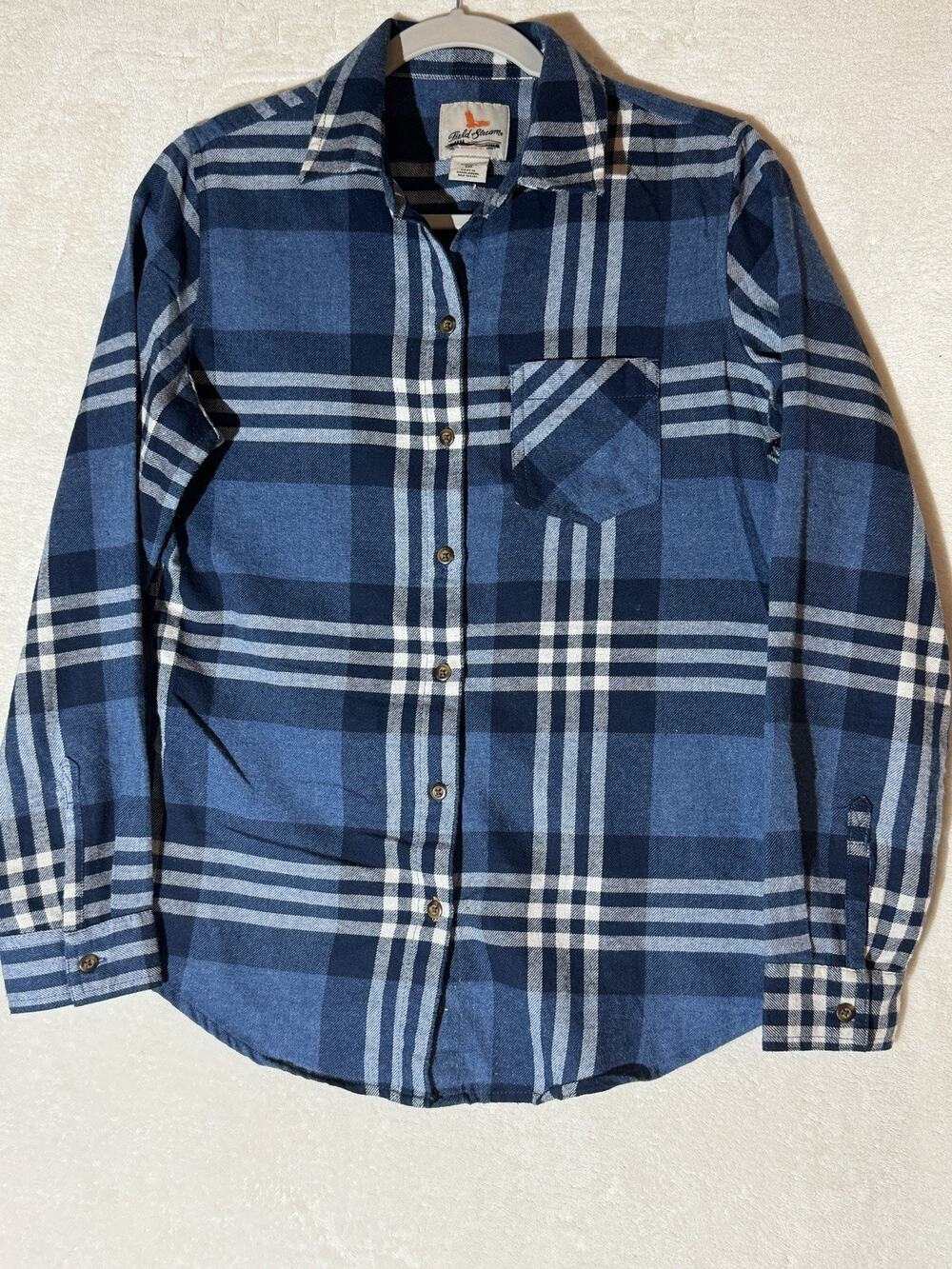 Field and Stream Women's Long Sleeve Flannel Shirt Size S Blue Plaid